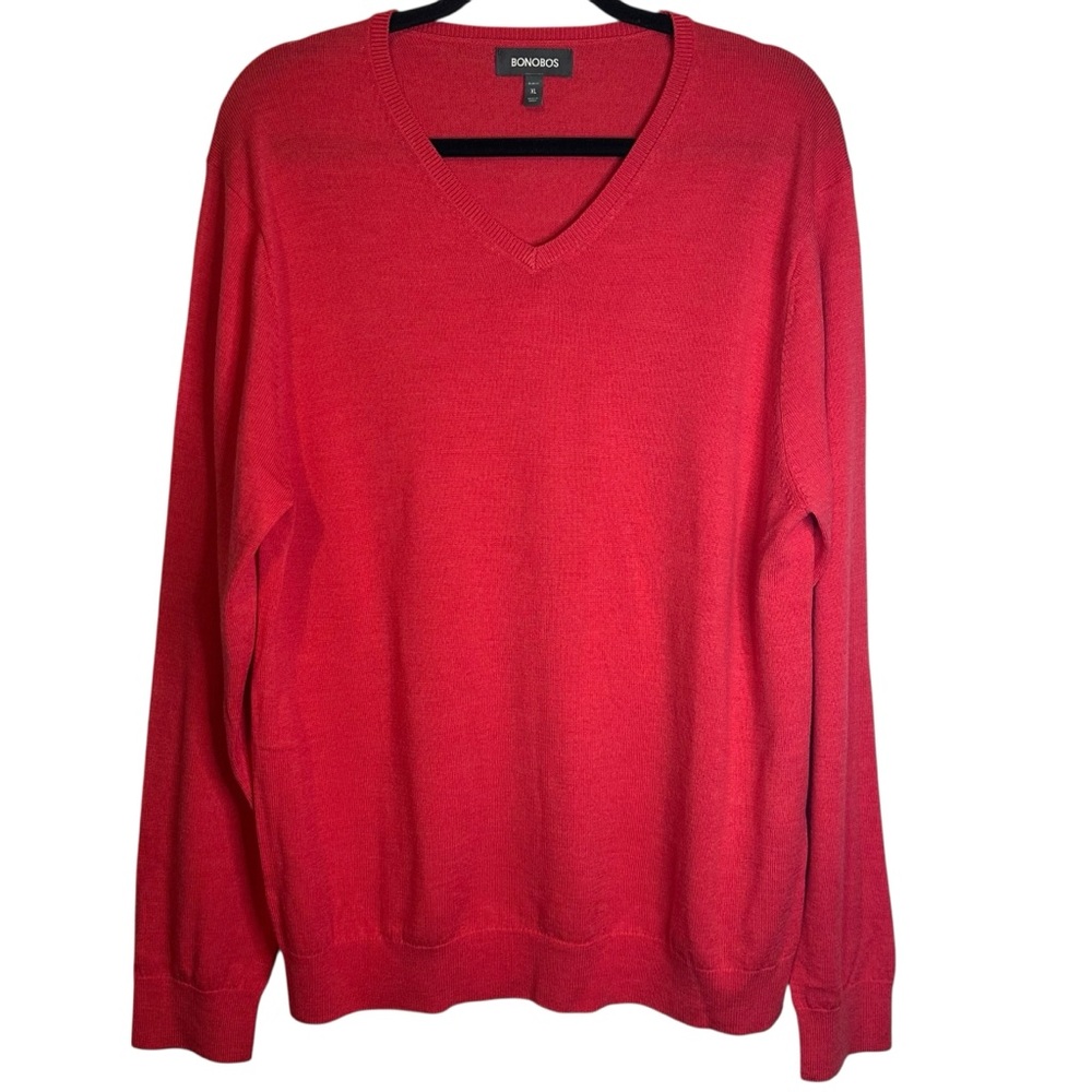 Bonobos 100% Extra Fine Merino Wool V Neck Sweater Preppy Old Money Classic XL